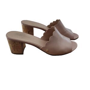 Kate Spade "Warren" Slide Mules Sandal Light Pink Leather Cork Block Heel Size 8